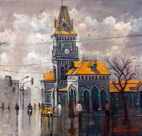 Abdul Hameed, 24 x 24 inch, Acrylic on Canvas, Cityscape Painting, AC-ADHD-197 Abdul Hameed, 24 x 24 inch, Acrylic on Canvas, Cityscape Painting, AC-ADHD-197